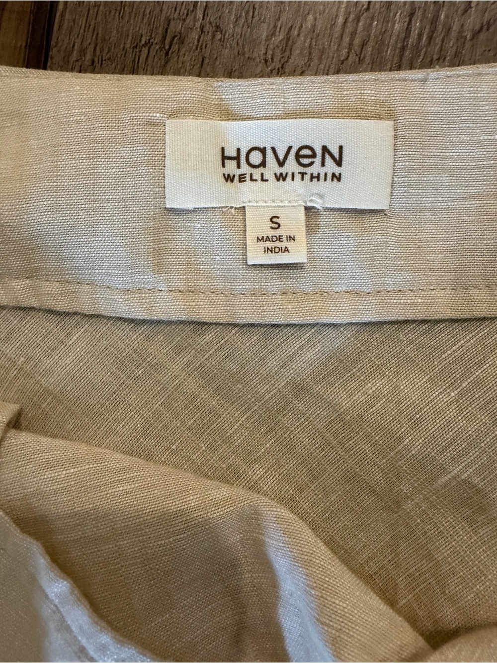 Haven Well Within Linen Wrap Midi Skirt Organic Cotton Oatmeal Cream Like New - Picture 2 of 8